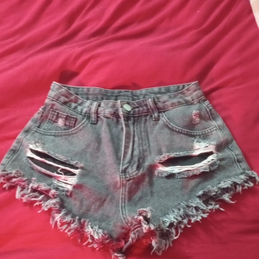 SHEIN Distressed Gray Denim Shorts